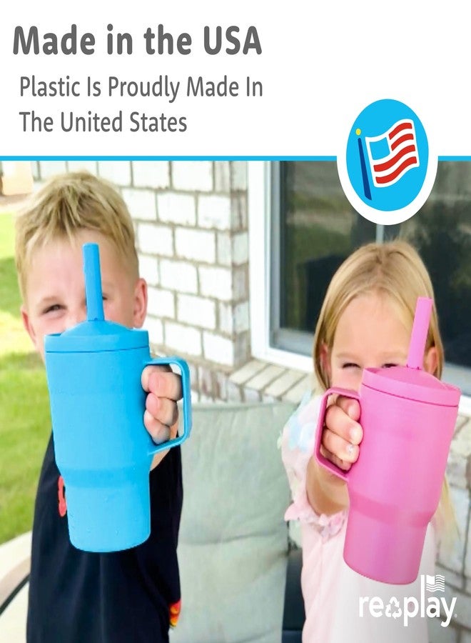 Re-Play 10 oz Tumbler for Toddlers (2 Pack) – No‑Spill Straw Cup, Dishwasher Safe & Durable, Fits Standard Cupholders – Made in USA from Recycled HDPE, Sky and Lime - Image 3